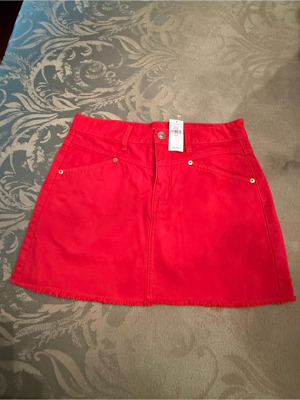 American Eagle Red Cotton A-Line Mini Skirt - size 6 NWT